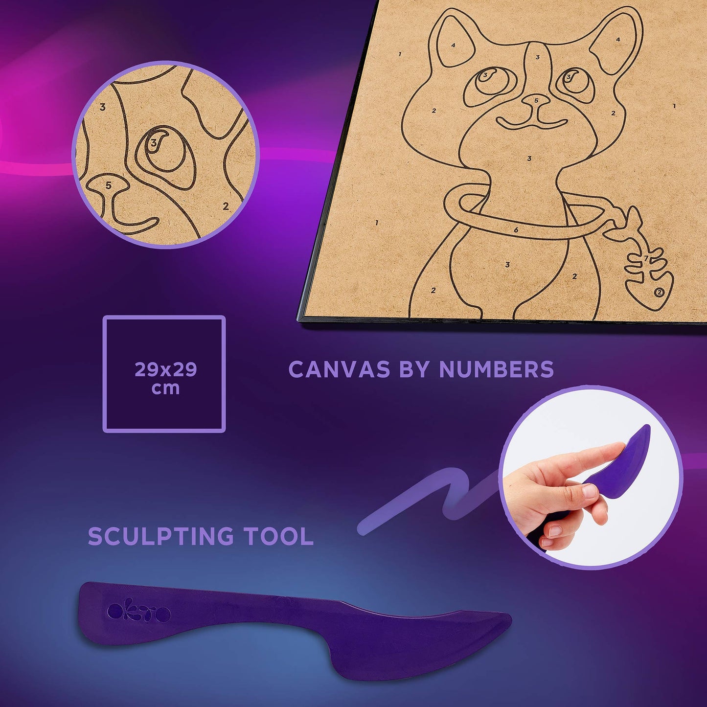OKTO Clay-by-Numbers Kit – “Cat” (11.4” x 11.4”) 