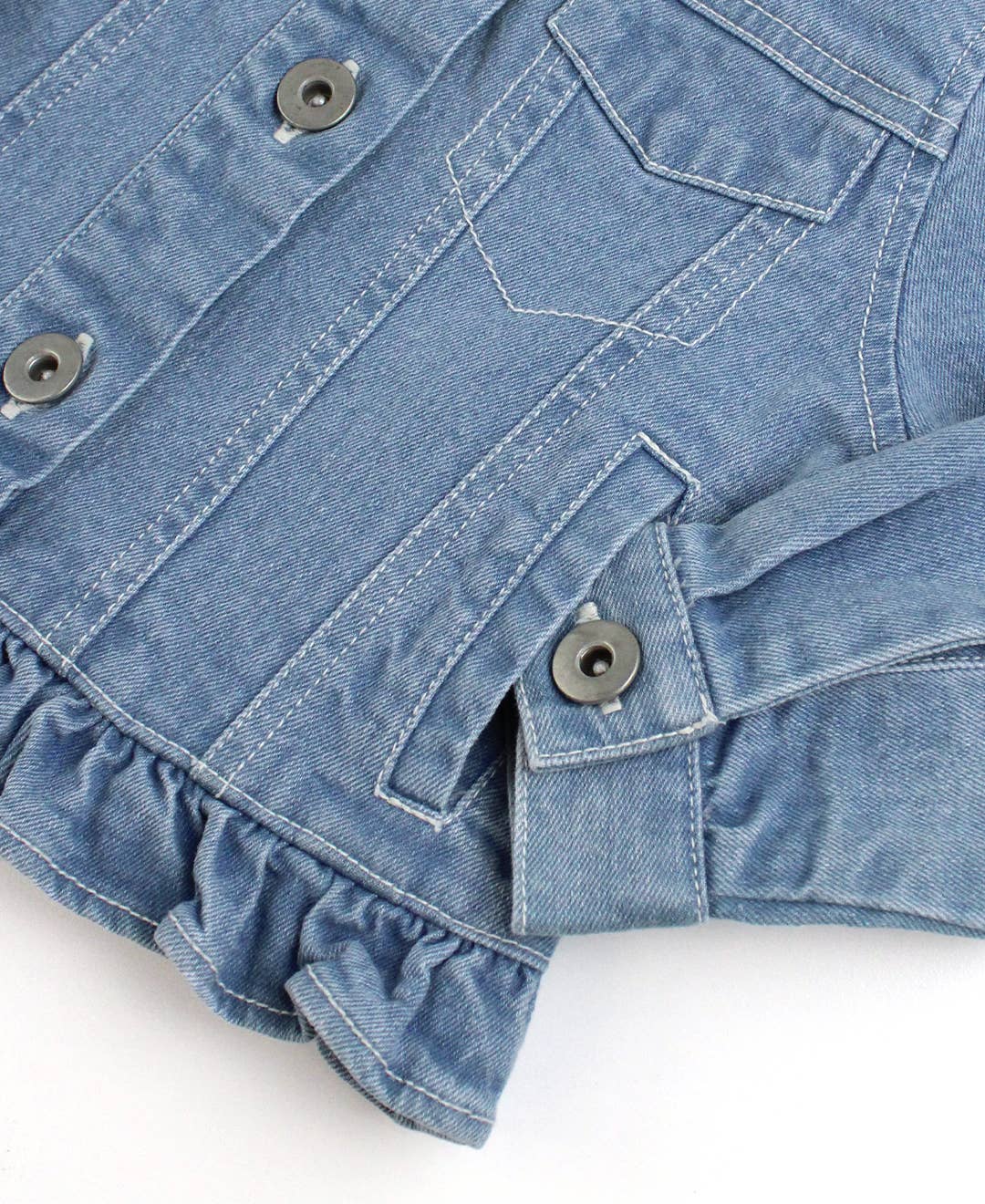 Girls Light Wash Denim Jacket: Blue