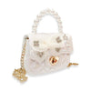 Embellished Bow Shiny Quilted Purse: Pink