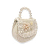Floral Decor Tweed Purse: Beige