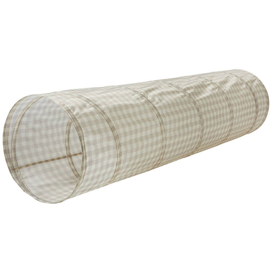 Kids Play Tunnel with Eco-Friendly Recycled Fabric: Gingham Beige
