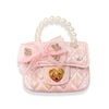 Embellished Bow Shiny Quilted Purse: Pink