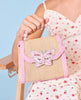 Straw Butterfly Pearl Top Handle Crossbody Bag