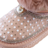 PINK Handcraft Rhinestone & Pearl Furry Boot