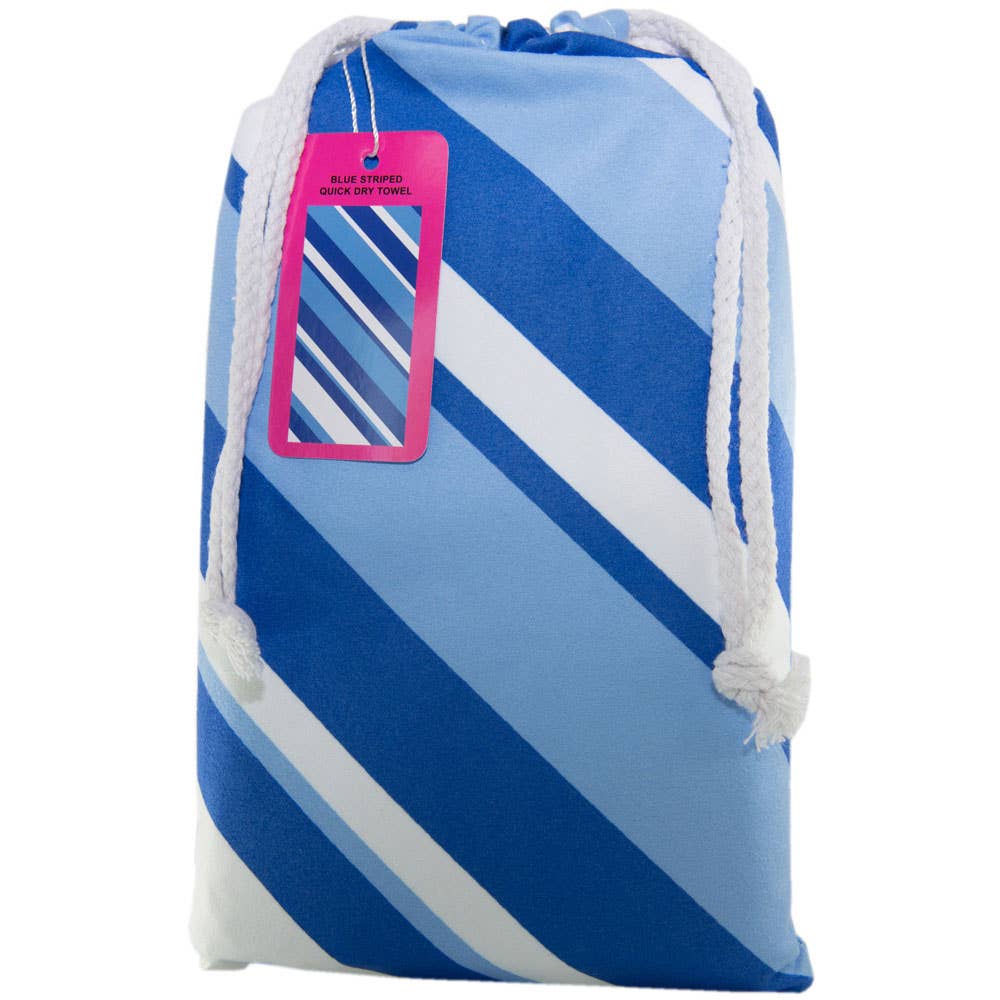 Blue Striped Quick Dry Beach Towel: Blue