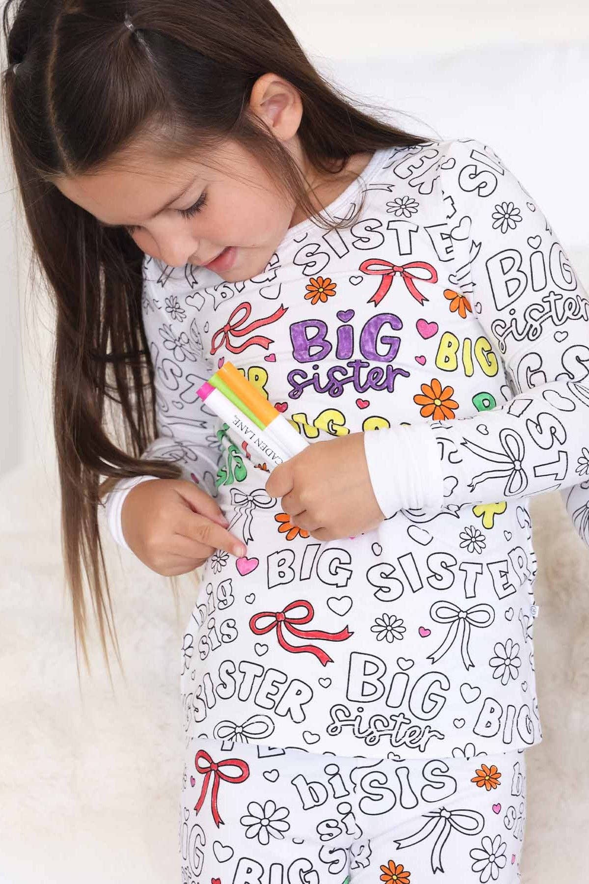 Colorable Two-Piece Pajama Set | Big Sis