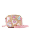 Confetti Heart Patched Straw Crossbody Bag