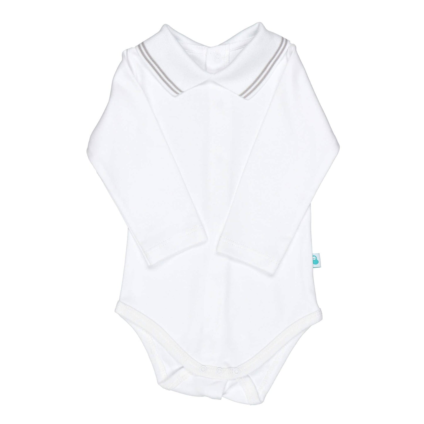 Cotton Baby Bodysuit Onesie with Polo-Style Collar: 6-12M / Short Sleeve / Light Blue