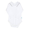 Cotton Baby Bodysuit Onesie with Polo-Style Collar: 1-3M / Long Sleeve / Light Blue