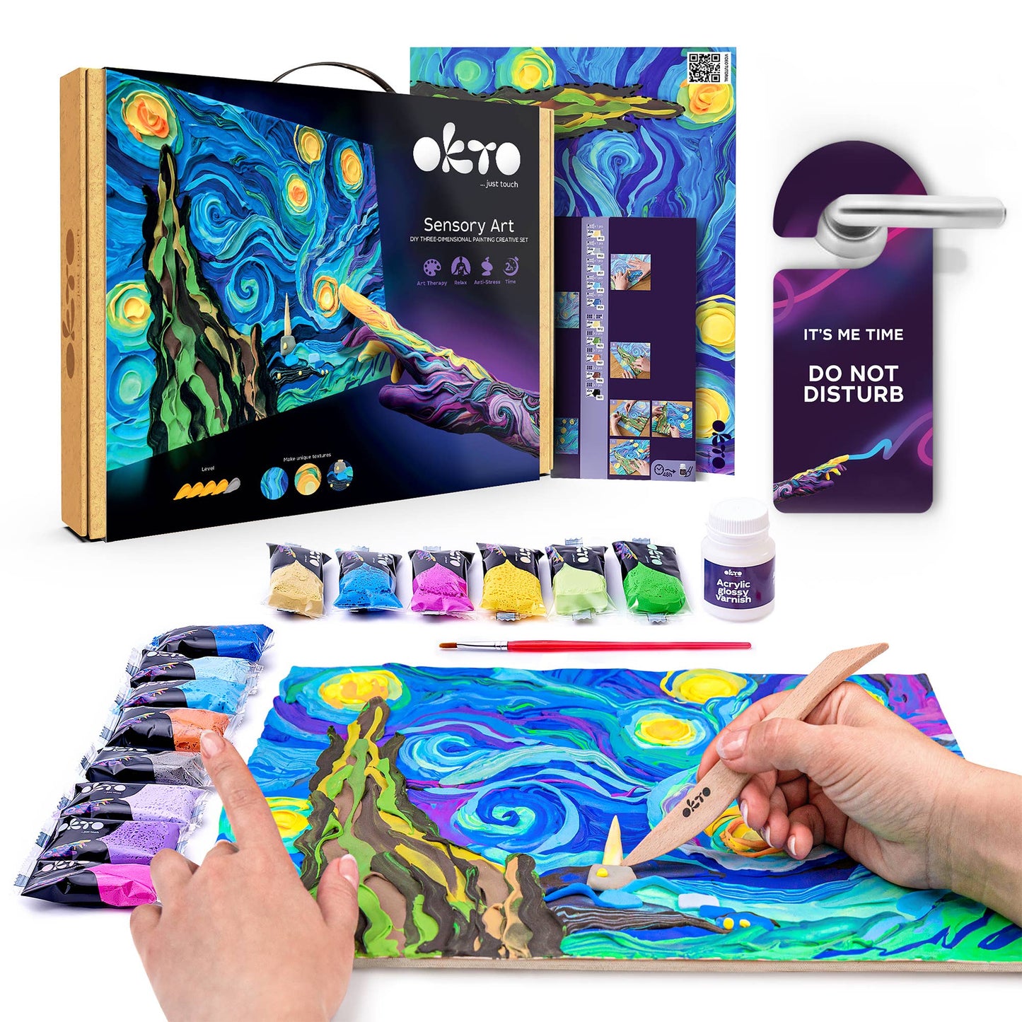 OKTO Sensory Art 3D Clay Painting Kits: Starry Night, Vincent Van Gogh