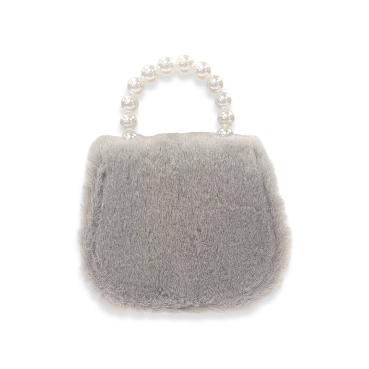 Mesh Bow Furry Purse Beige