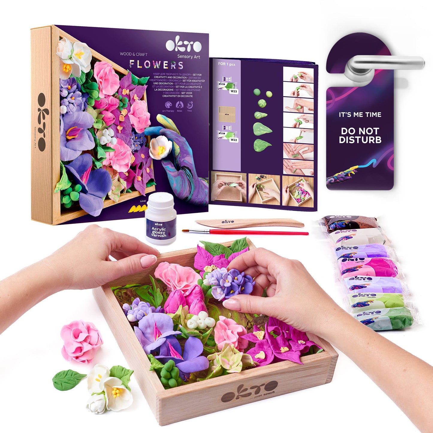 OKTO DIY Wood & Craft Flower Clay Kits: Flowers, Romance