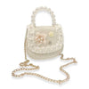 Floral Decor Tweed Purse: Beige