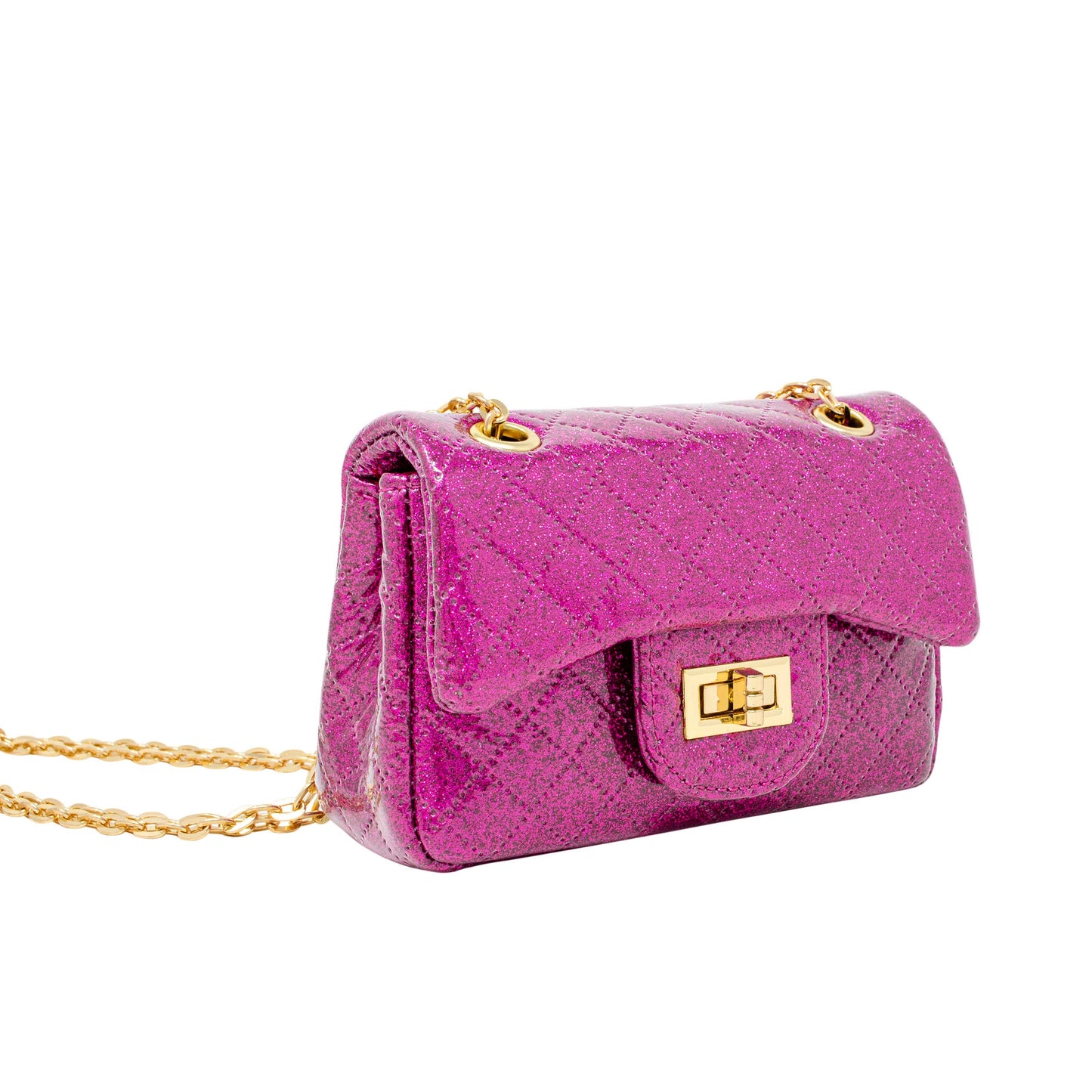 Classic Quilted Sparkle Mini Bag: Pink