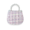 Floral Decor Tweed Purse: Beige