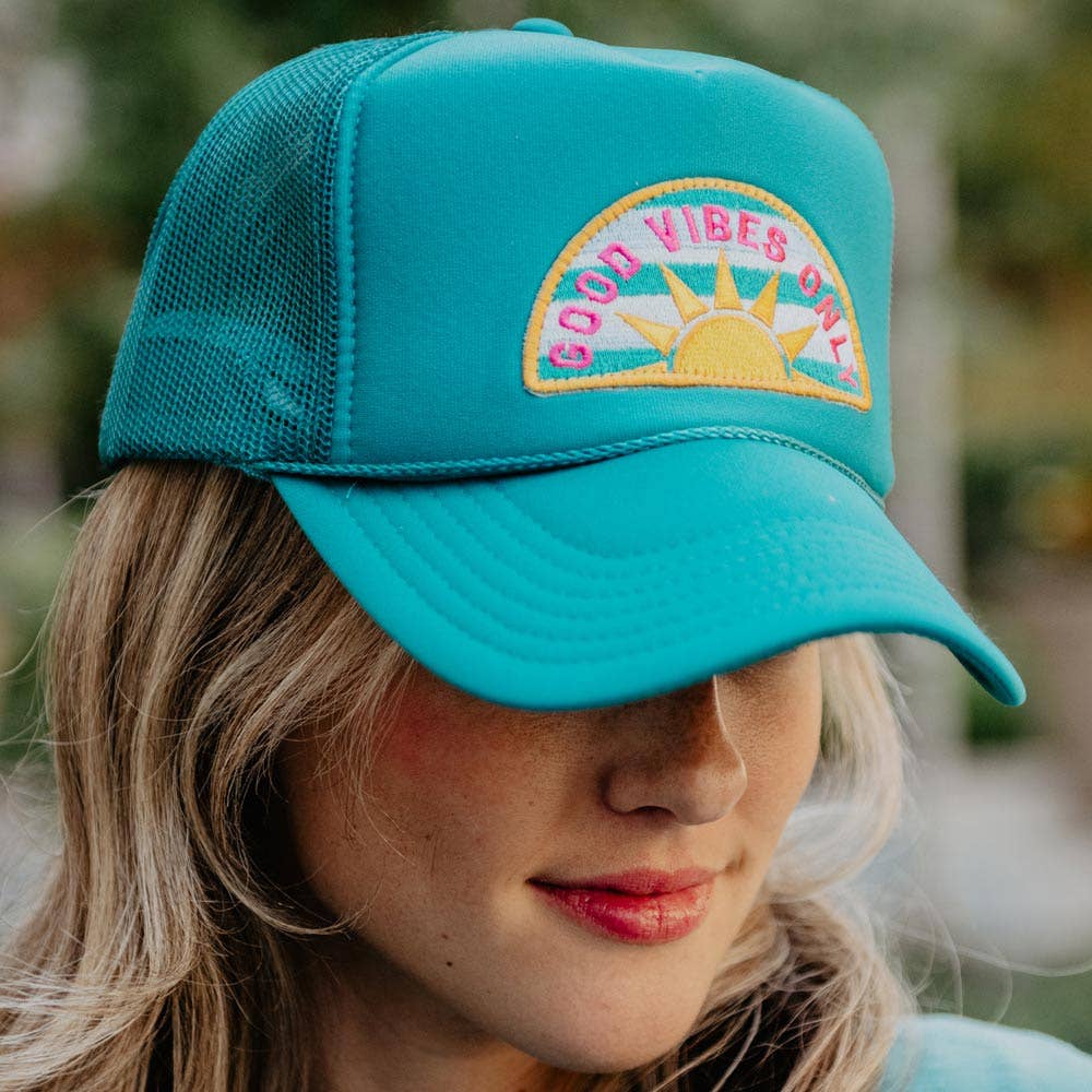 Good Vibes Only Patch Foam Trucker Hat: White