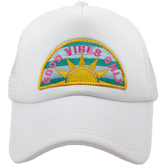 Good Vibes Only Patch Foam Trucker Hat: White