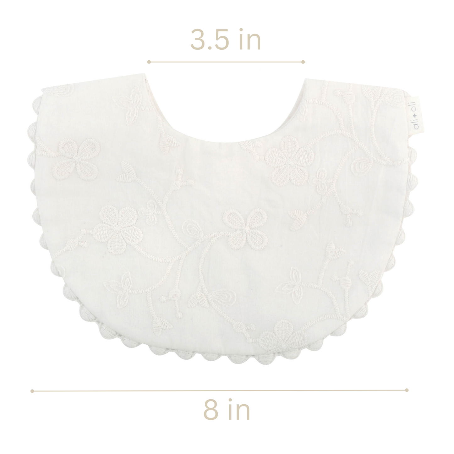 Cotton Baby Bib Double-Sided (Embroidered Flowers & Bow)