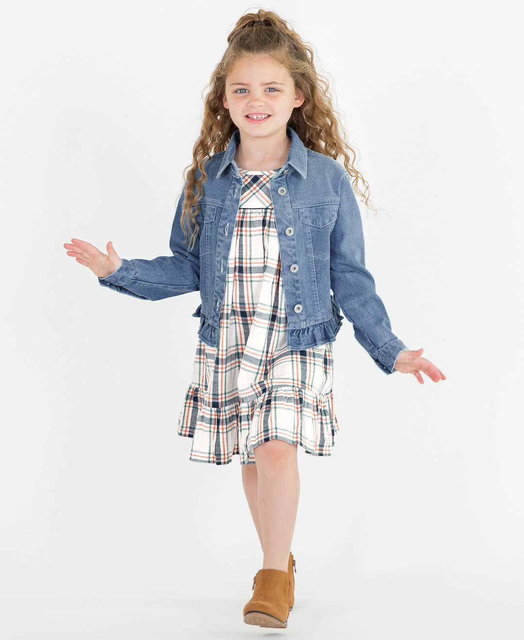 Girls Light Wash Denim Jacket: Blue