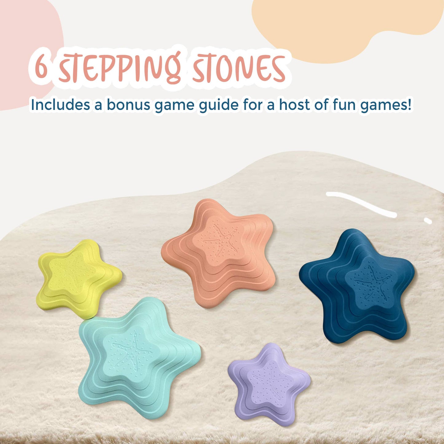 Kinderific Star Shaped Stepping Stones, 6 Piece Set, Multi