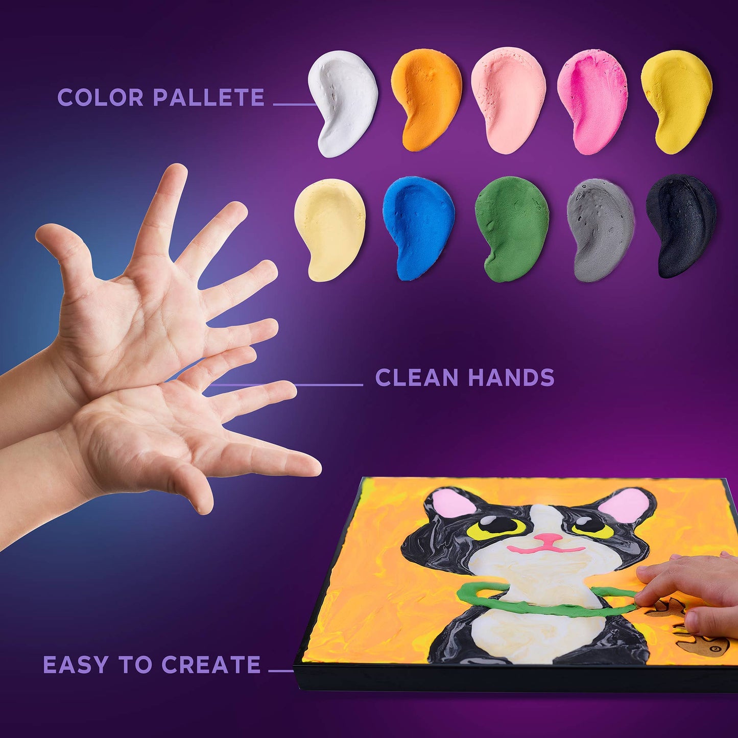 OKTO Clay-by-Numbers Kit – “Cat” (11.4” x 11.4”) 