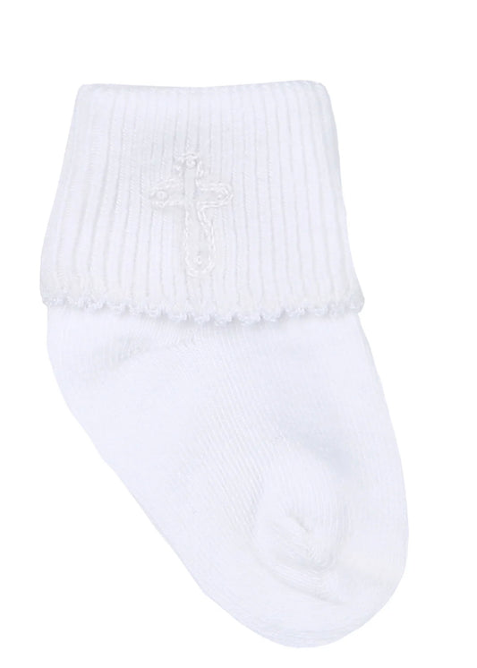 Blessed White Embroidered Socks