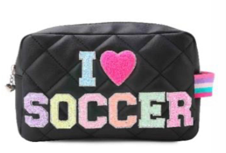 I LOVE SOCCER QUILTED POUCH