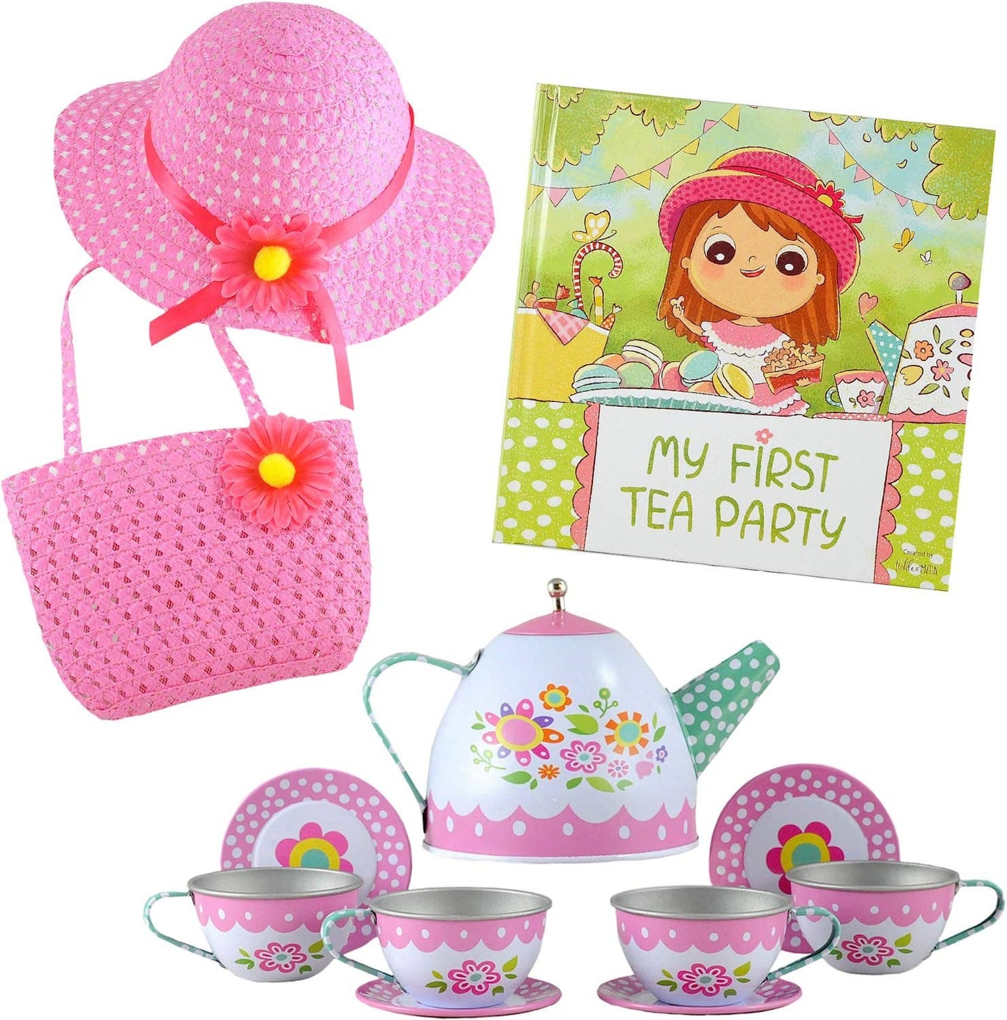 My First Tea Party Gift Set w/ Book, Tea Set, Hat & Purse
