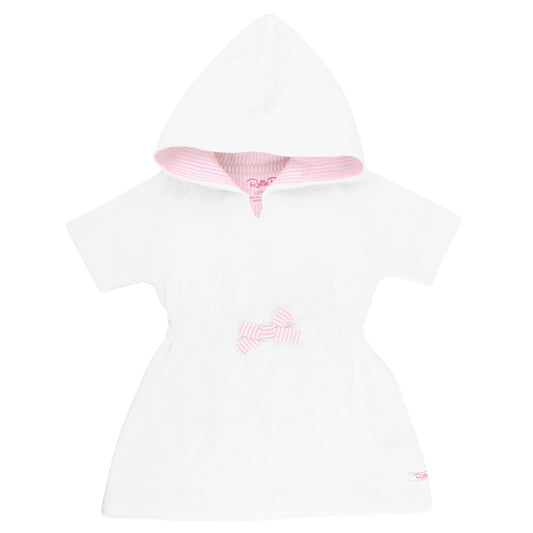 White w/ Pink Seersucker Terry Cover-Up: 2T