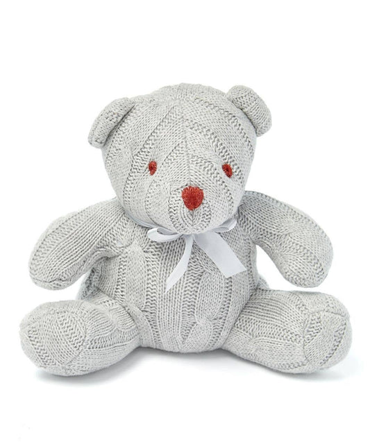 Cable Knit Grey Bear Toy