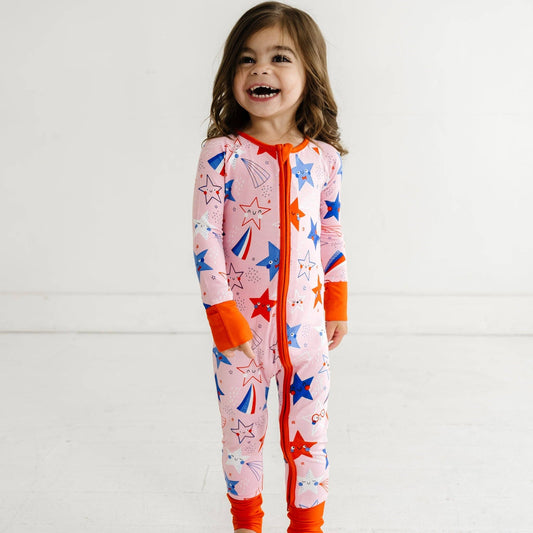 Pink Stars & Stripes Bamboo Viscose Zippy - Einstein's Attic