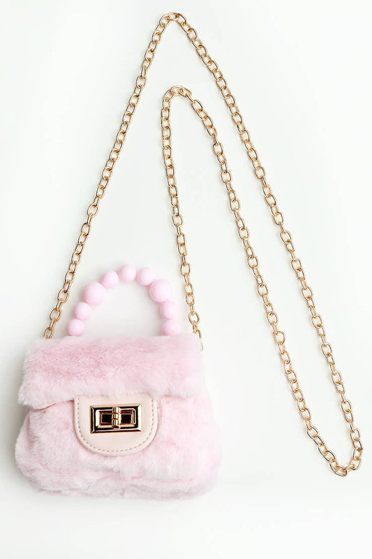 Furry Purse: Pink/Leopard/gold