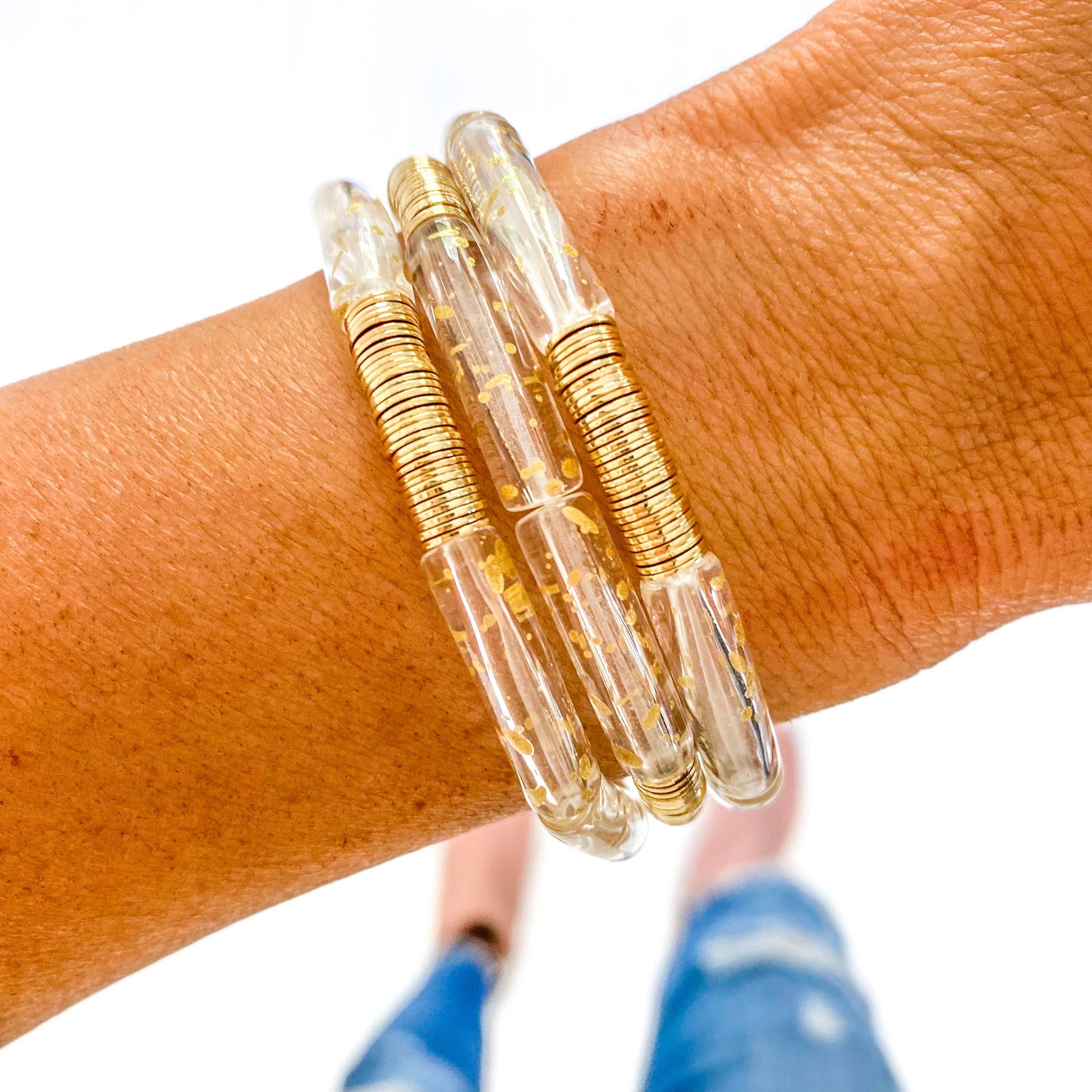 Small Acrylic Tube Bamboo Bracelet - Einstein's Attic