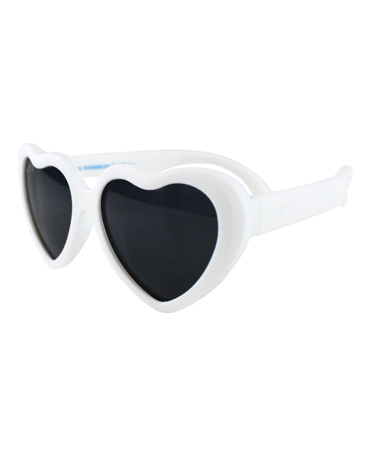 Shatter-Resistant Heart Sunglasses: White