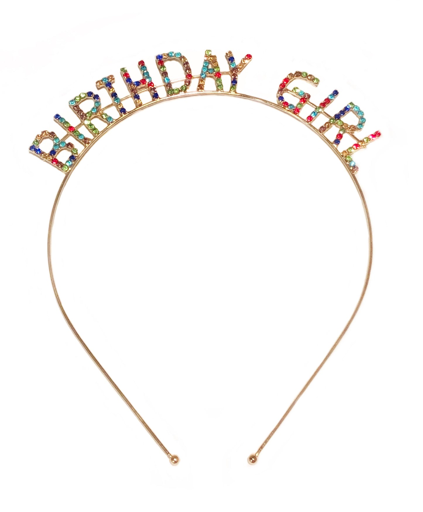 Rainbow Rhinestone Birthday Girl Headband