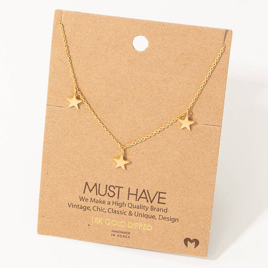 Dainty Star Station Necklace G - 18K Gold Dipped
