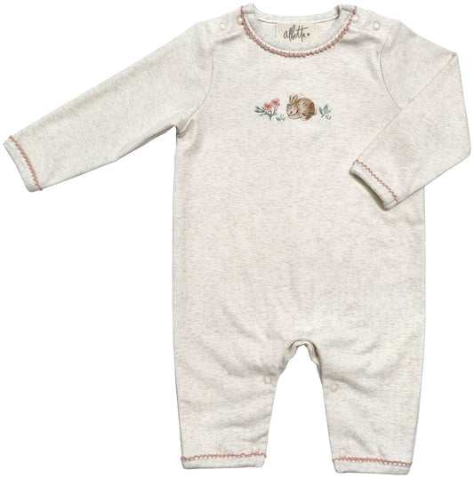 Embroidered Baby Hare Marl Babygro 3-6m
