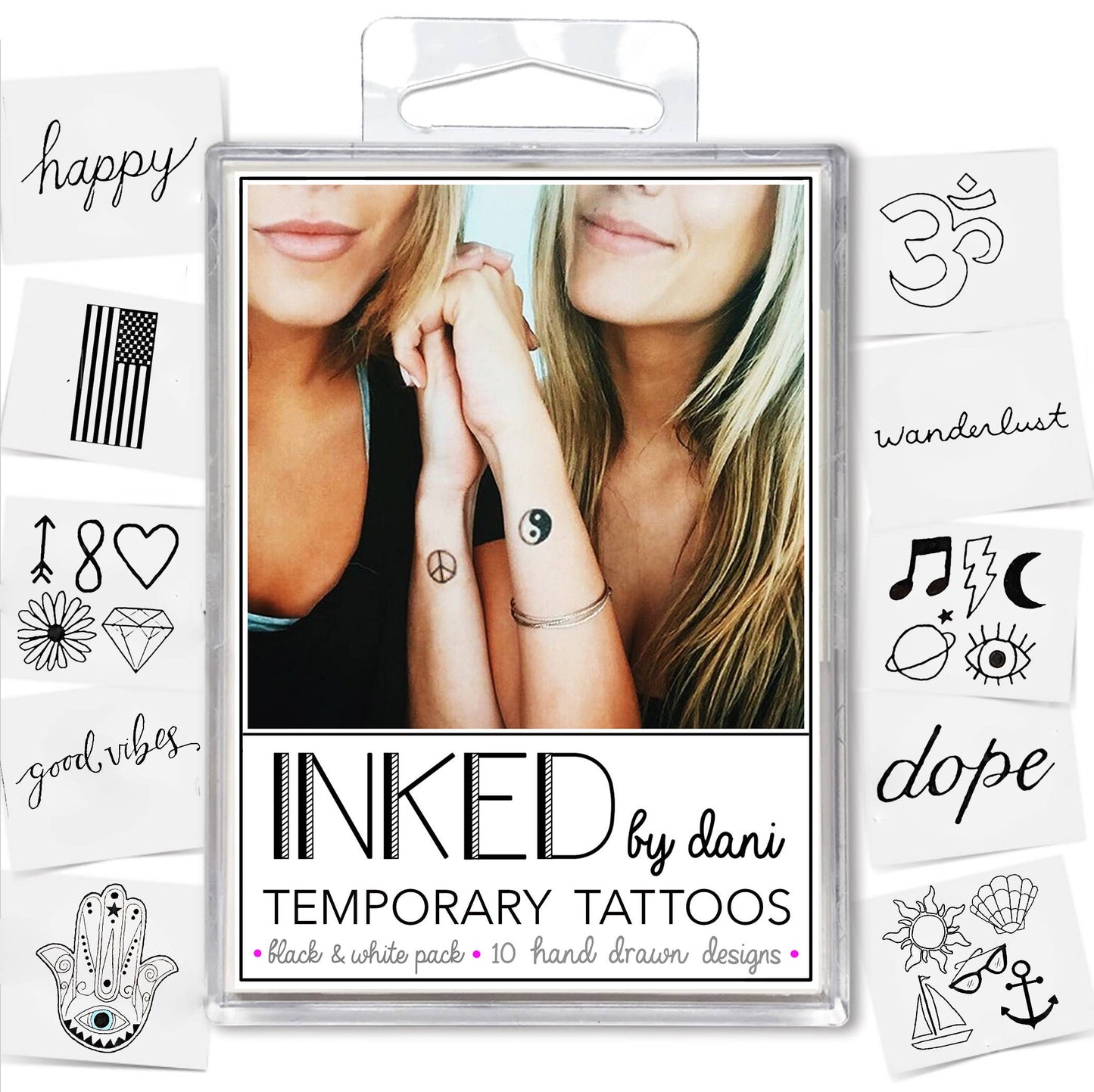 Black and White Temporary Tattoo Pack