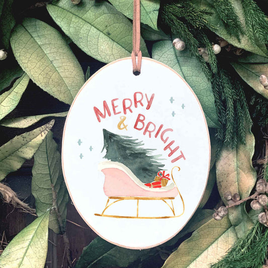 Ornament, Christmas Sleigh Merry & Bright