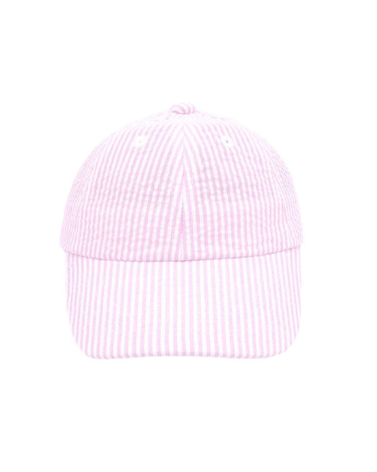 Baseball Hat in Seersucker Pink (Baby)