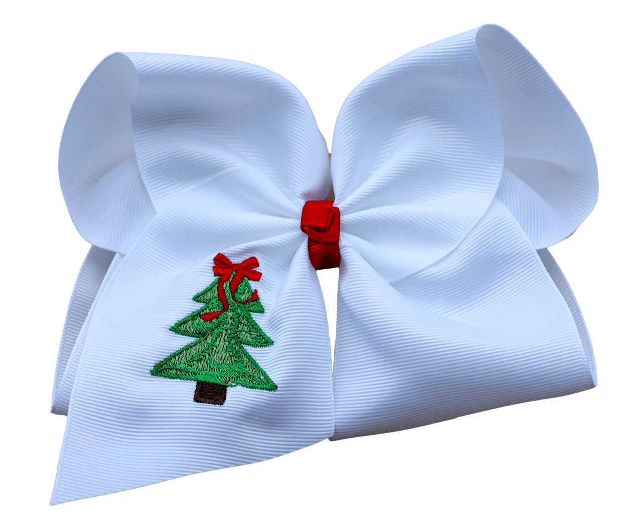 Classic Christmas Tree Embroidered Hair Bow