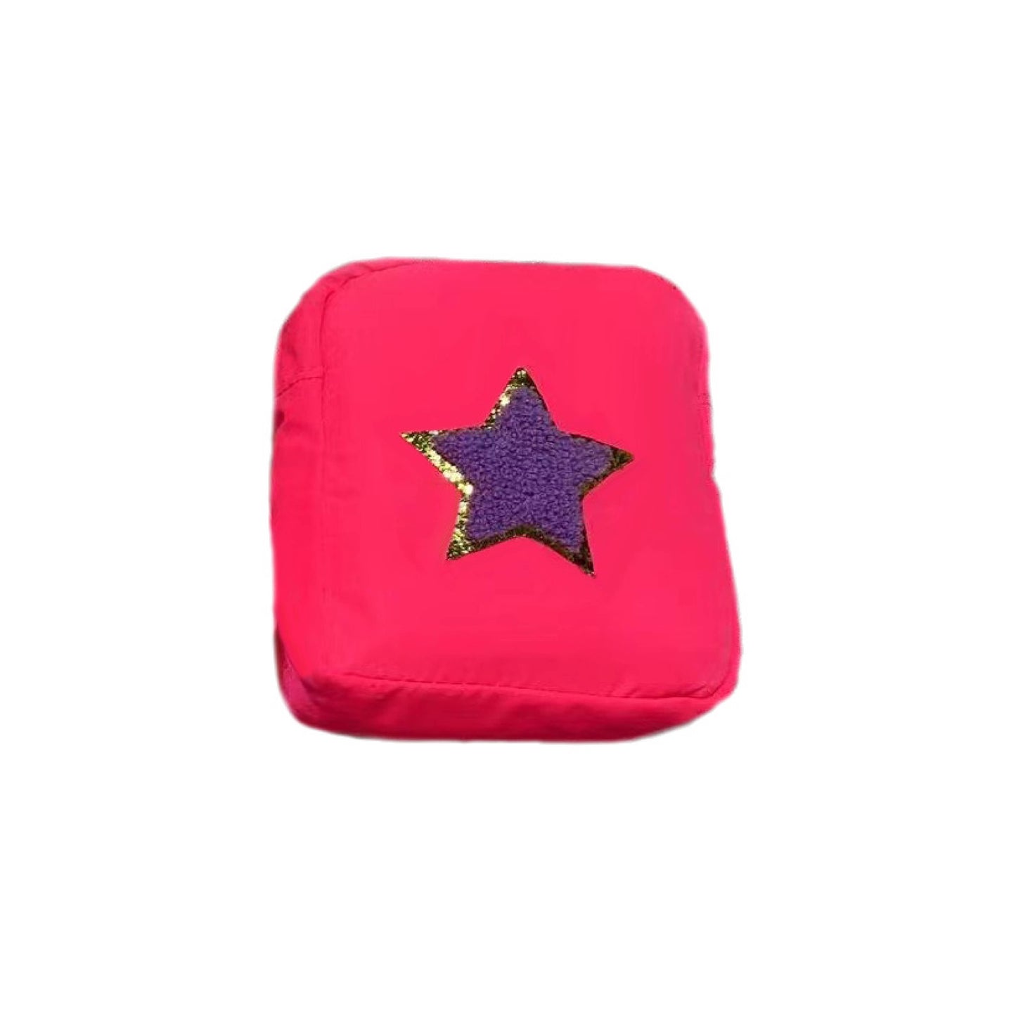Varsity Collection Nylon Cosmetic Bag Pink Star Chenille