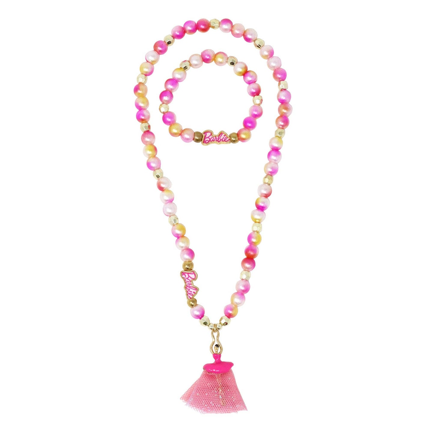 Barbie Fantasy Stretch Pearl Necklace & Bracelet with Tulle Ballerina 3D Charm - Einstein's Attic