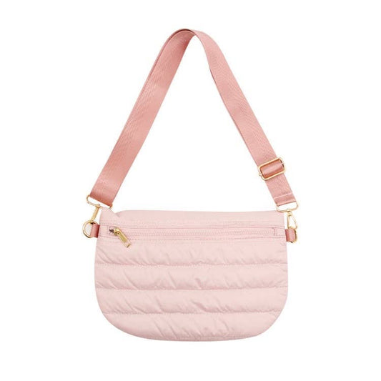 Pink Puffer Messenger Crossbody Shoulder Bag