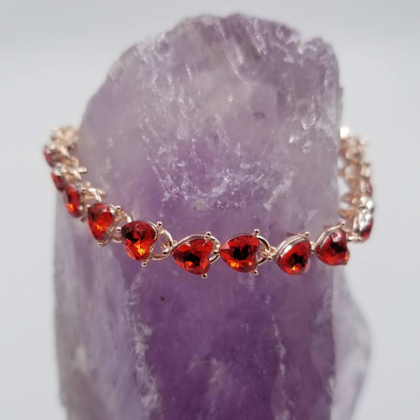 Red Crystal Heart Bracelet - Valentines Day