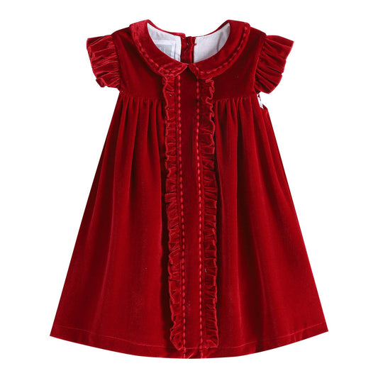 Red Velour Ruffle Dress - Einstein's Attic