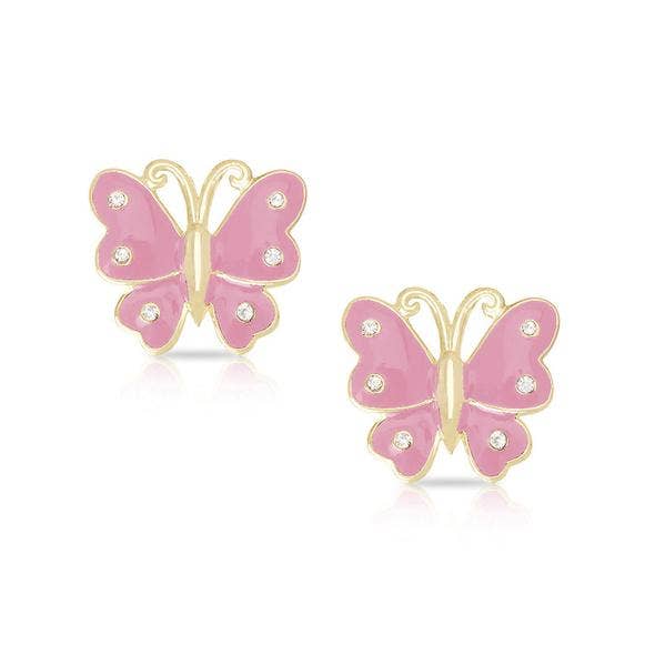 Butterfly Stud Earrings with Crystals - Einstein's Attic