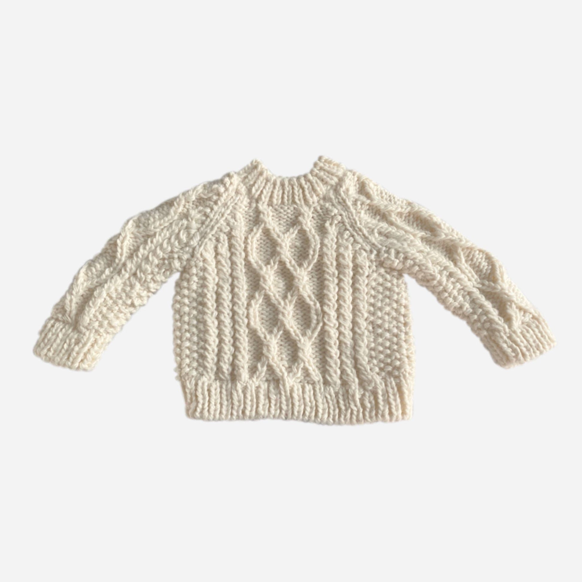 Fisherman Sweater Cream | Hand Knit Kids & Baby Clothing - Einstein's Attic