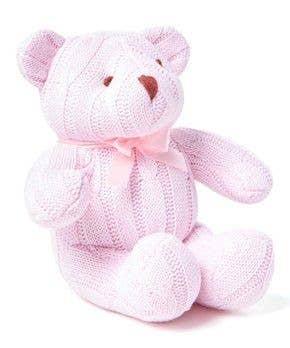 Cable Knit Pink Bear Toy