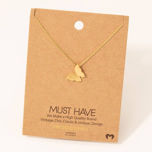 Mini Butterfly Pendant Necklace - 18K Gold Dipped